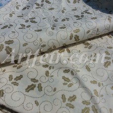 Ткань хлопок Joann Fabric золотой остролист на молочном фоне