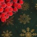 Ткань темно-зеленого цвета с золотой снежинкой