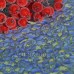 Ткань розы на сиренево-голубом бронзовый контур