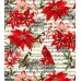 Рождественская птица Кардинал и Пуансеттия (Poinsettia)