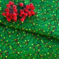 Ткань зеленая рождественские огоньки